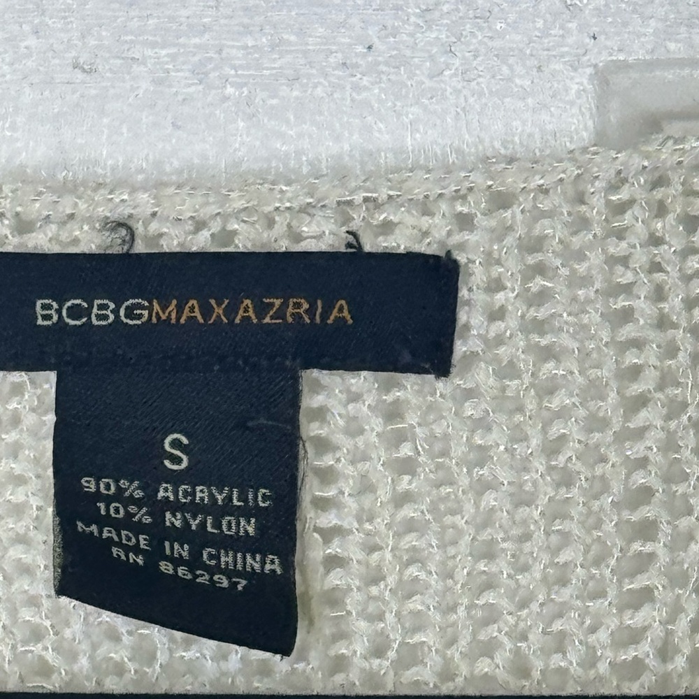 BCBGMAXAZRIA Vintage Ivory Crochet Sweater S - Picture 2 of 7